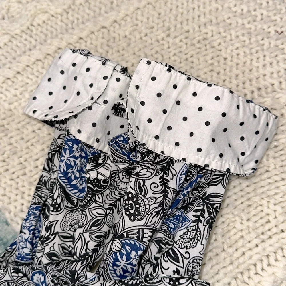 Talbots Blue and Black Paisley Button-Up Shirt size large cotton fabric - Picture 6 of 8